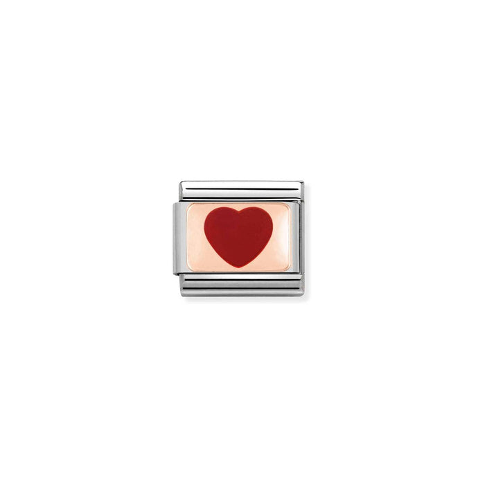 Nomination Classic PLATES 9ct Rose Gold Red Heart Charm