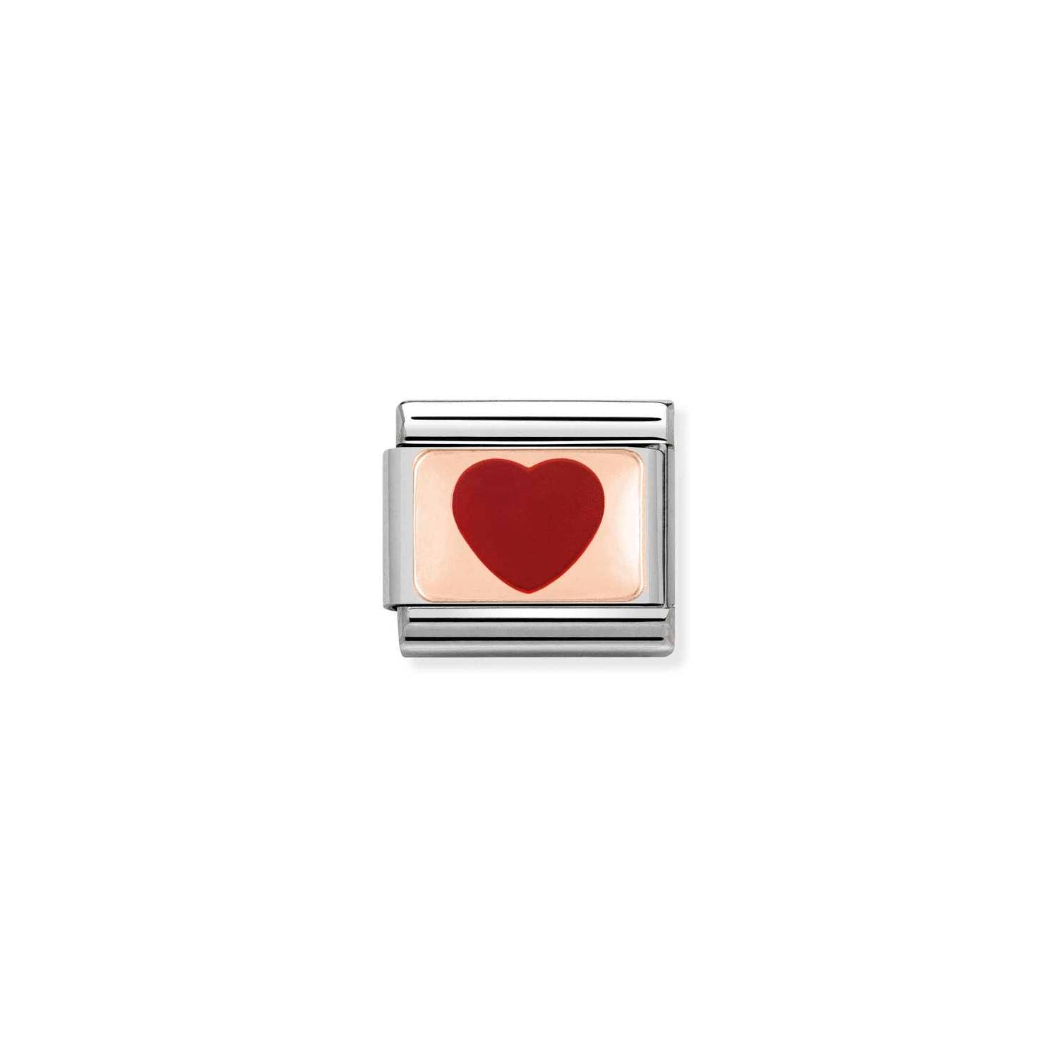 Nomination Classic PLATES 9ct Rose Gold Red Heart Charm
