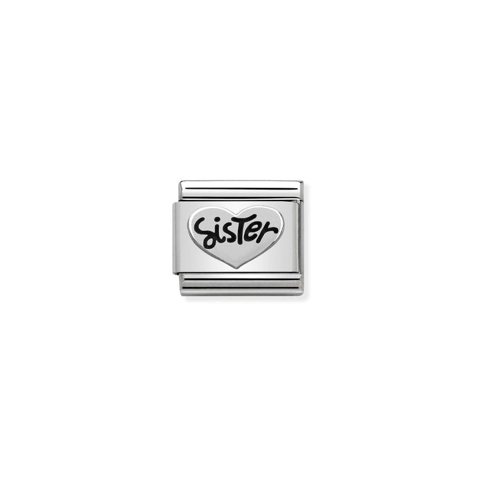 Nomination Classic OXIDIZED SYMBOLS in Silver SISTER Heart Charm
