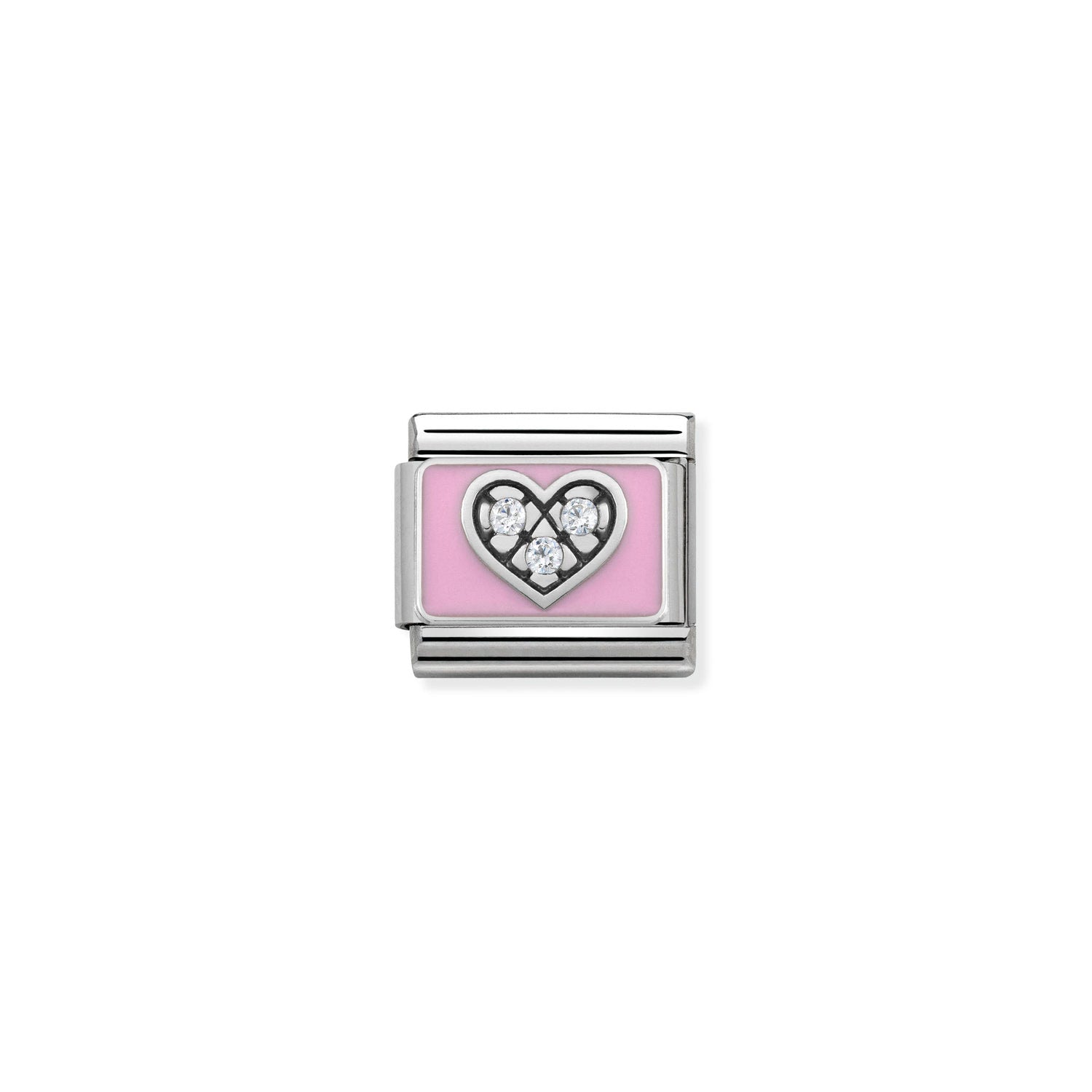 Nomination Classic Silver CZ Heart Pink Charm