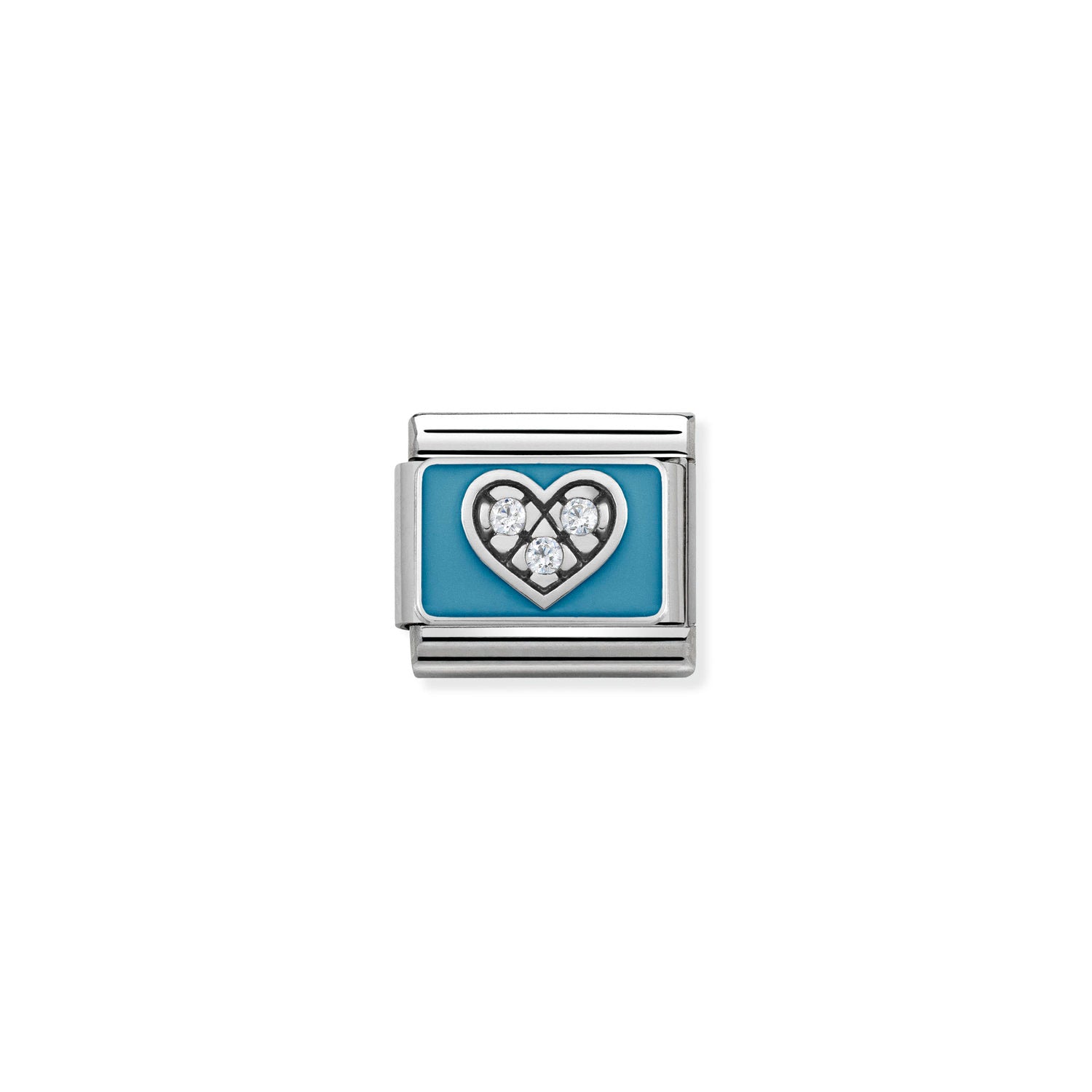 Nomination Classic Silver CZ Heart Light Blue Charm