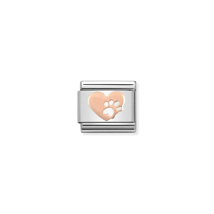 Nomination Classic SYMBOLS 9ct Rose Gold Heart with Footprints Charm