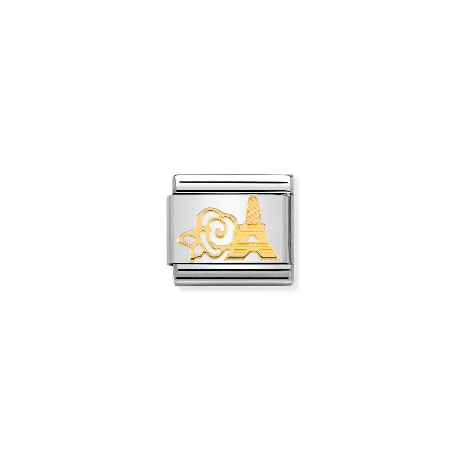 Nomination Classic Gold Rose and Eiffel Tower Charm