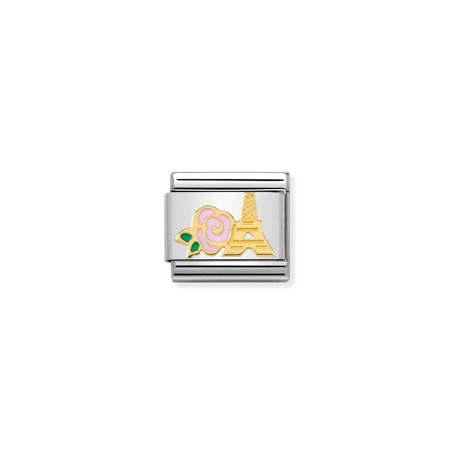 Nomination Classic Gold PINK Rose and Eiffel Tower Charm