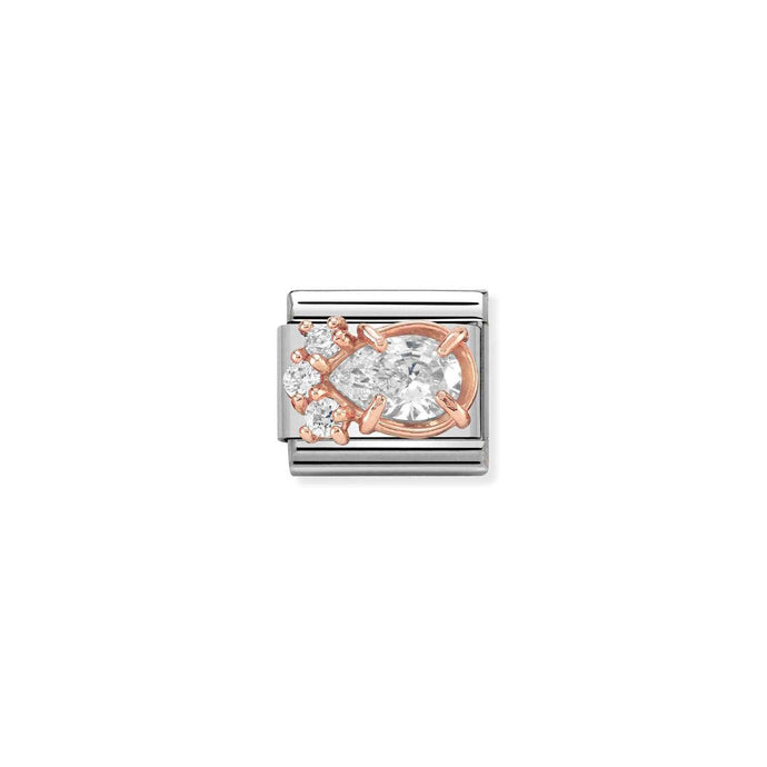 Nomination Classic ZIRCONIA 9ct Rose Gold (R Charm WHITE Drop Charm
