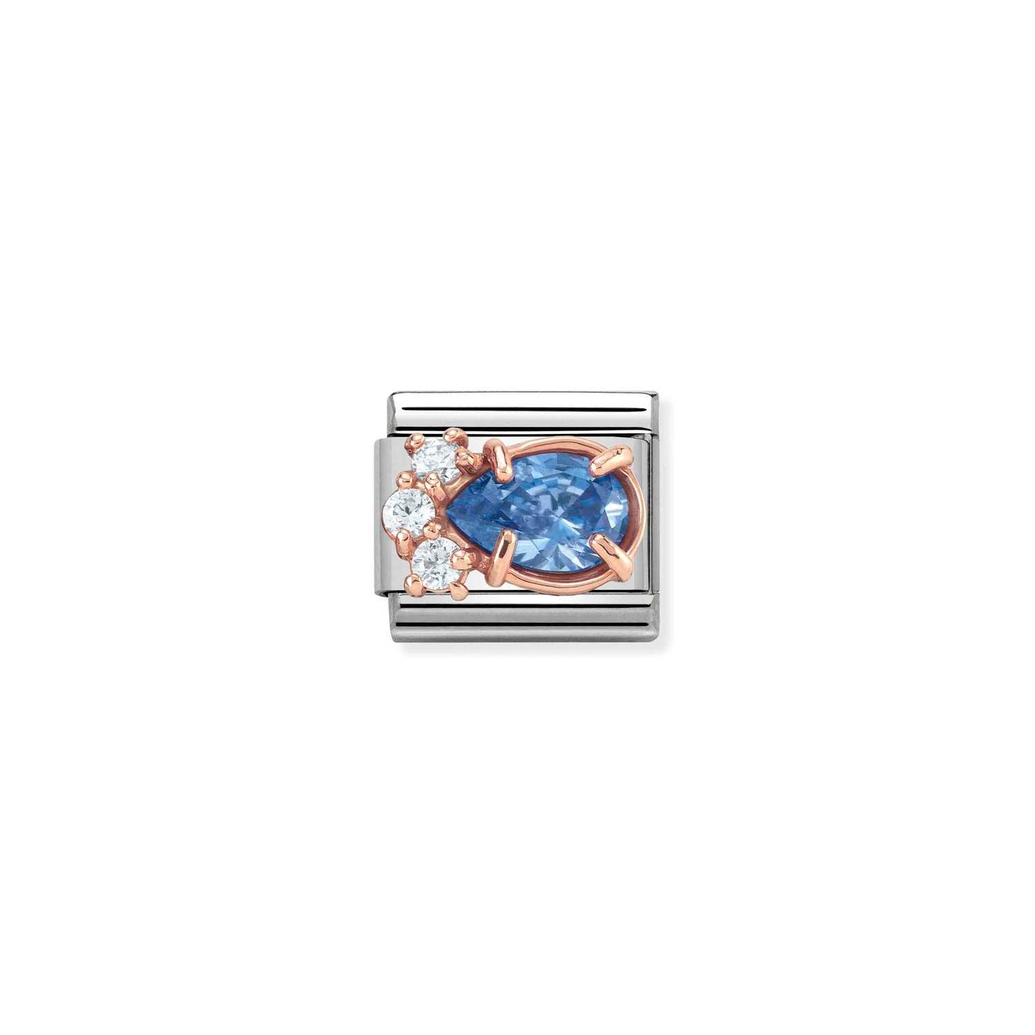 Nomination Classic ZIRCONIA 9ct Rose Gold (R Charm LAVENDER Drop Charm