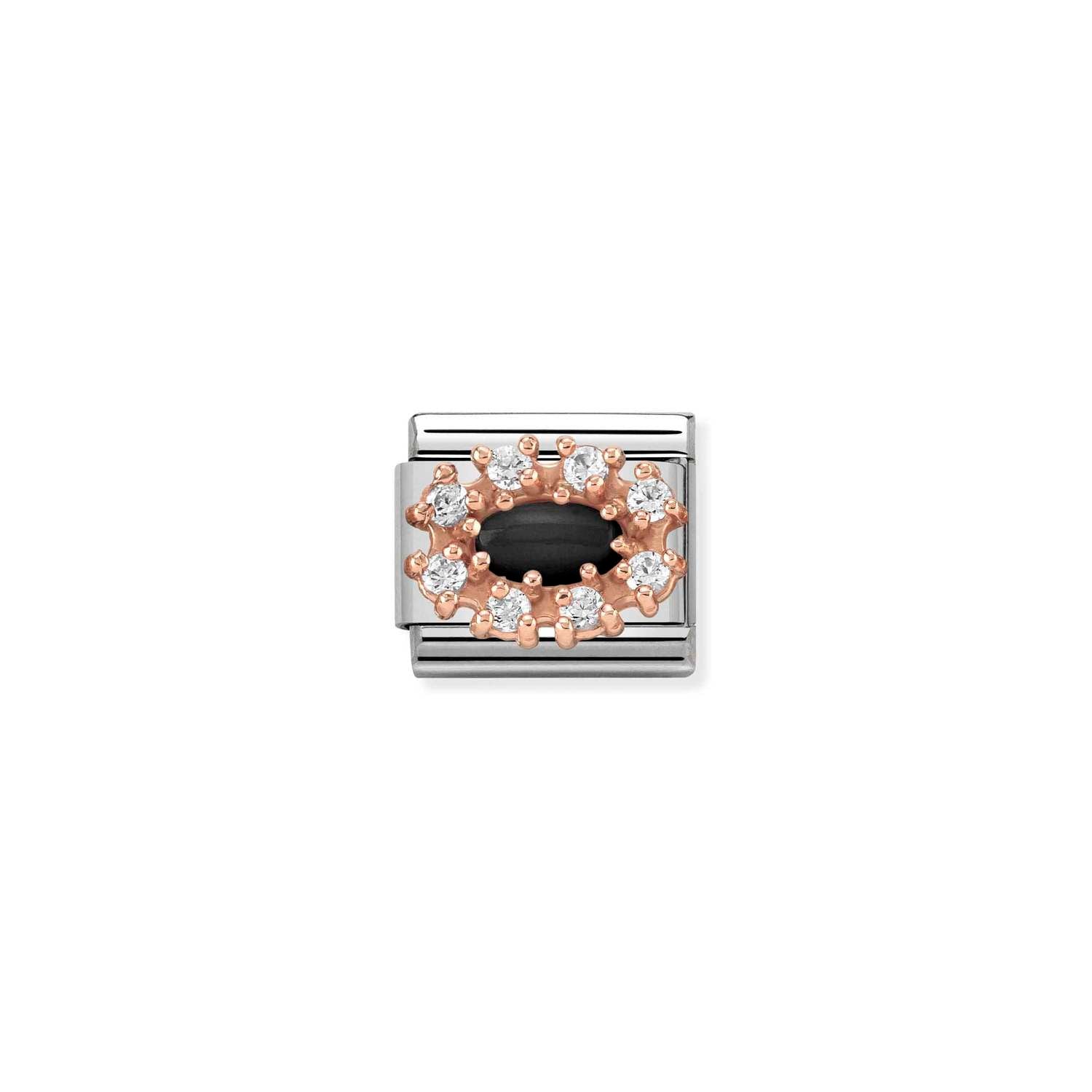 Nomination Classic STONES 9ct Rose Gold (R Charm BLACK AGATE Charm