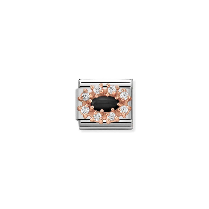Nomination Classic STONES 9ct Rose Gold (R Charm BLACK AGATE Charm