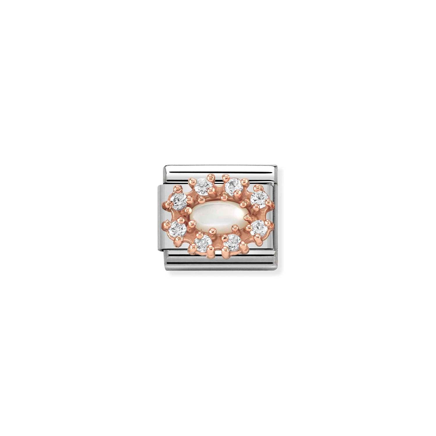 Nomination Classic STONES 9ct Rose Gold (R Charm WHITE MOTHER OF PEARL Charm