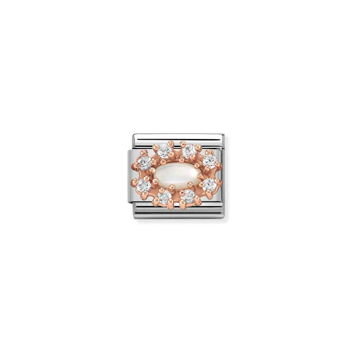Nomination Classic STONES 9ct Rose Gold (R Charm WHITE MOTHER OF PEARL Charm