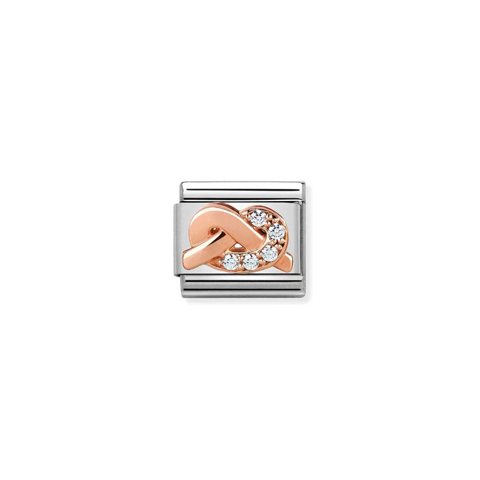 Nomination Classic 9ct Rose Gold and CZ WHITE knot Charm