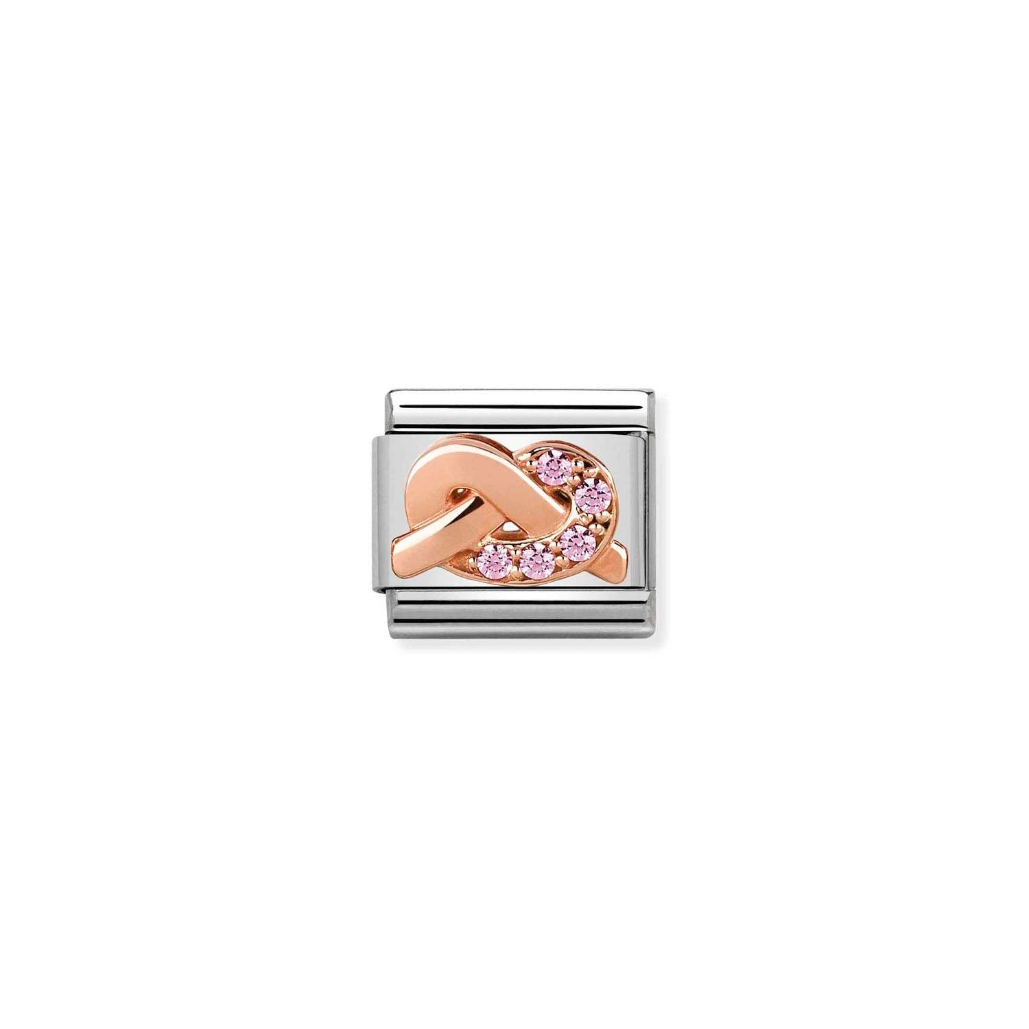 Nomination Classic 9ct Rose Gold and CZ PINK knot Charm