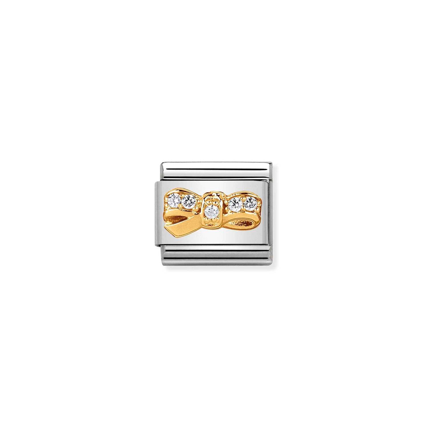 Nomination Classic Gold and Cubic Zirconia Bow CHERIE Charm