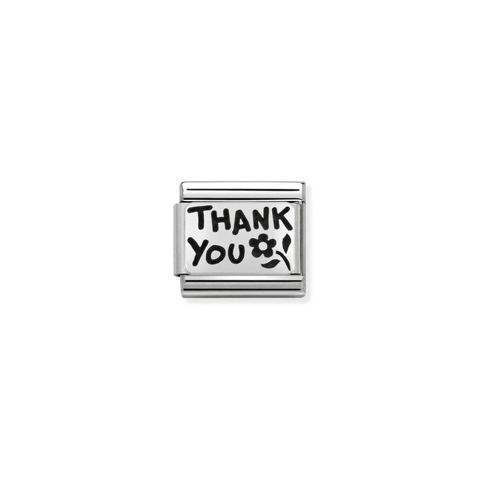 Nomination Classic PLATES OXIDIZED Silver THANK YOU Charm