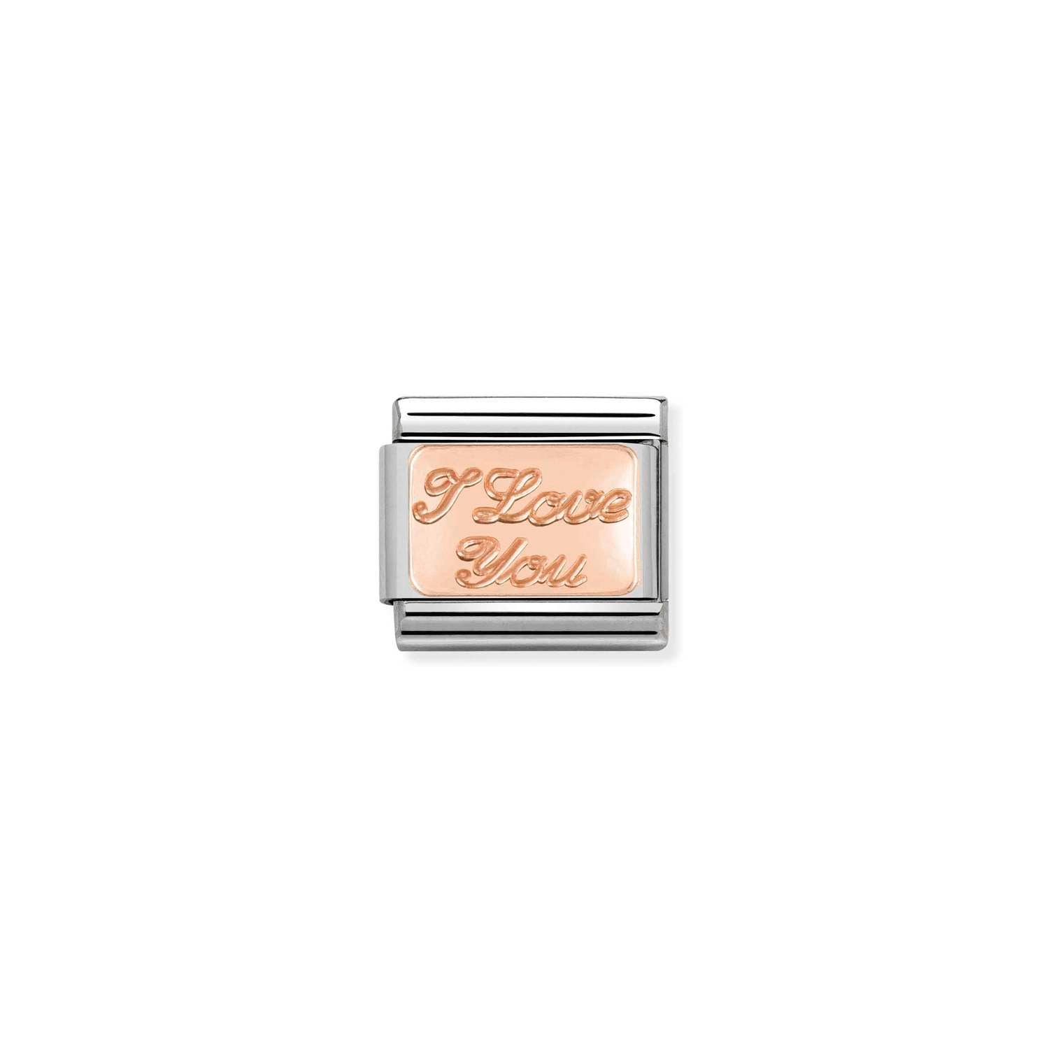 Nomination Classic PLATES 9ct Rose Gold CUSTOM I love you Charm