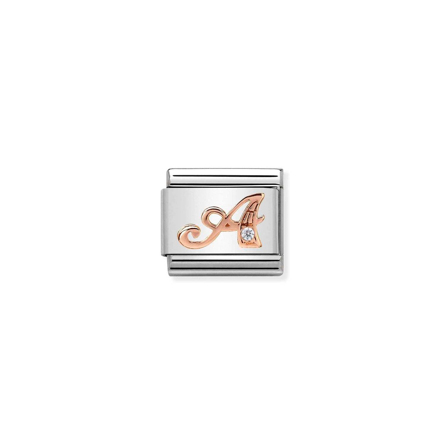 Nomination Classic LETTERS 9ct Rose Gold and Cubic Zirconia A Charm