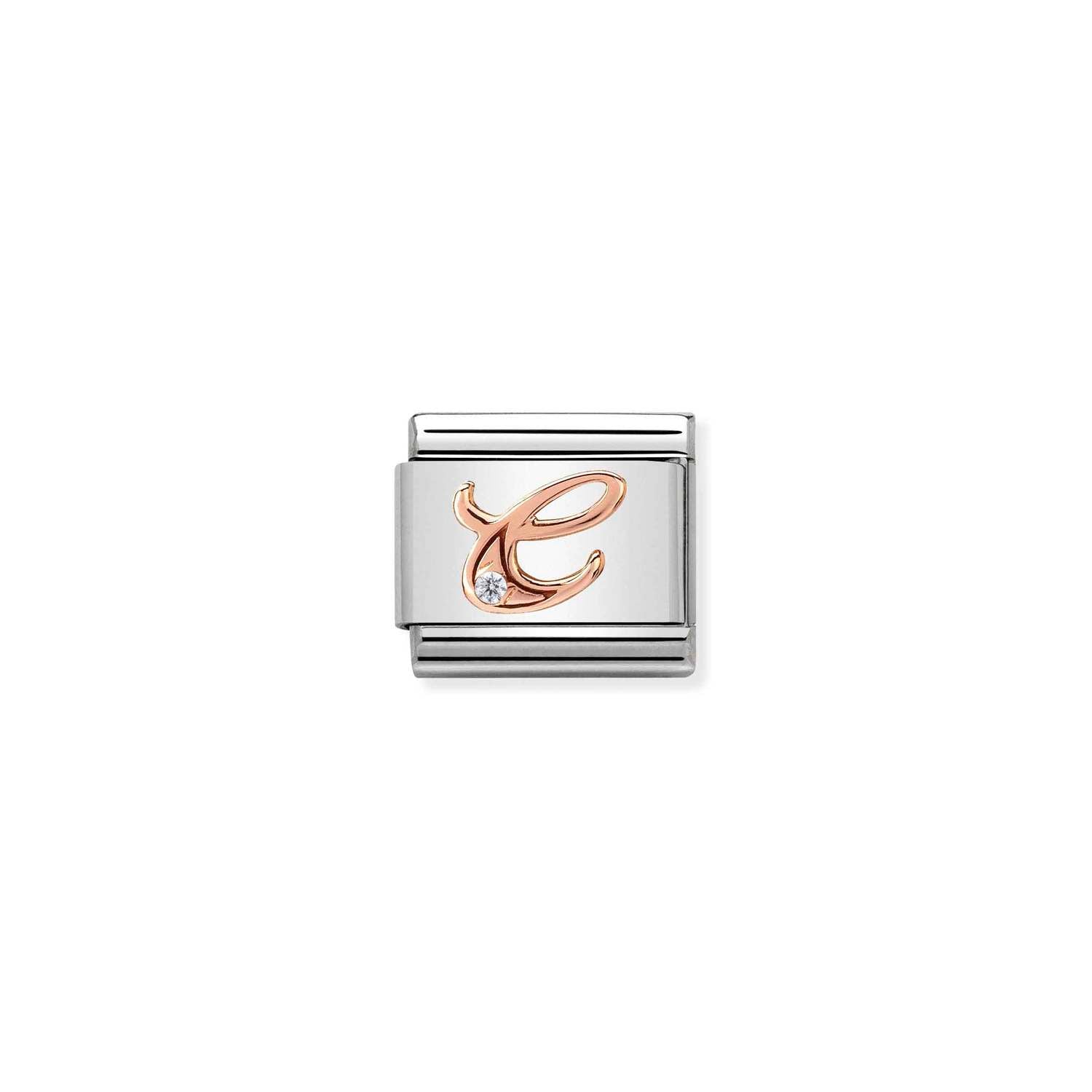 Nomination Classic LETTERS 9ct Rose Gold and Cubic Zirconia C Charm
