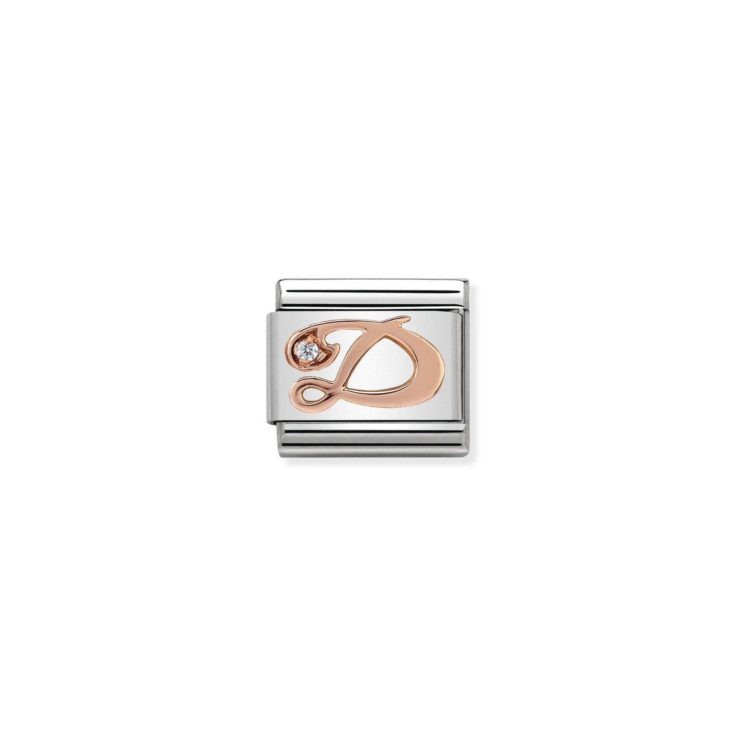 Nomination Classic LETTERS 9ct Rose Gold and Cubic Zirconia D Charm
