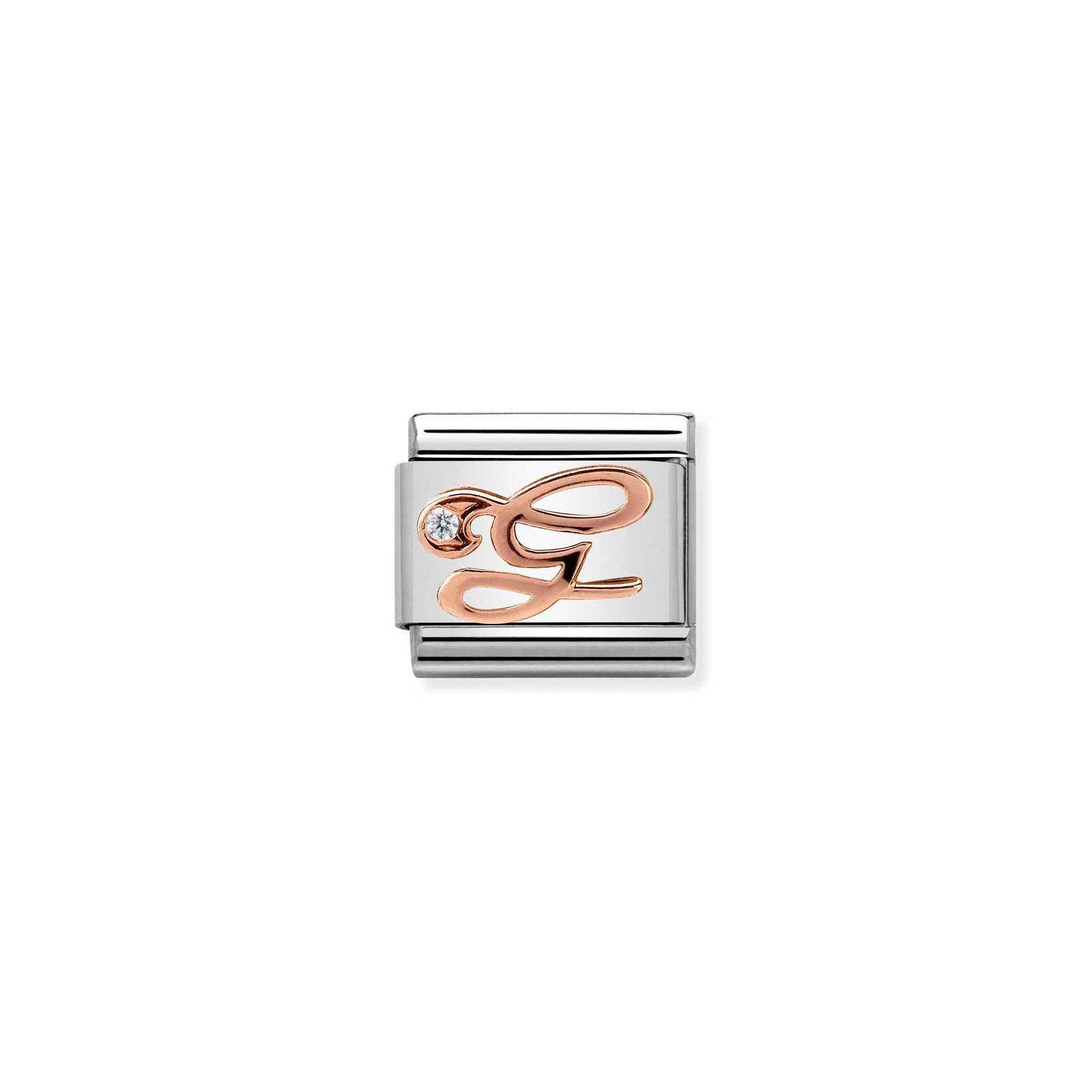 Nomination Classic LETTERS 9ct Rose Gold and Cubic Zirconia G Charm