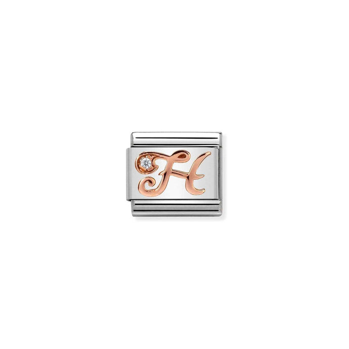 Nomination Classic LETTERS 9ct Rose Gold and Cubic Zirconia H Charm