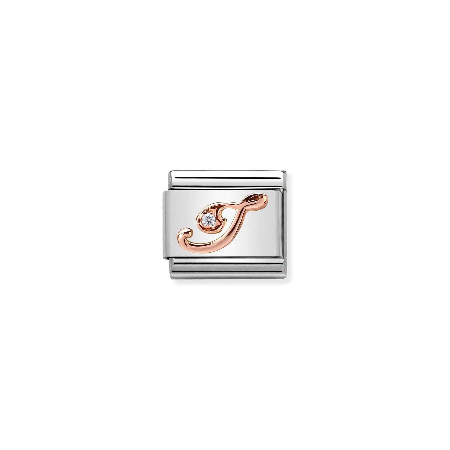 Nomination Classic LETTERS 9ct Rose Gold and Cubic Zirconia I Charm