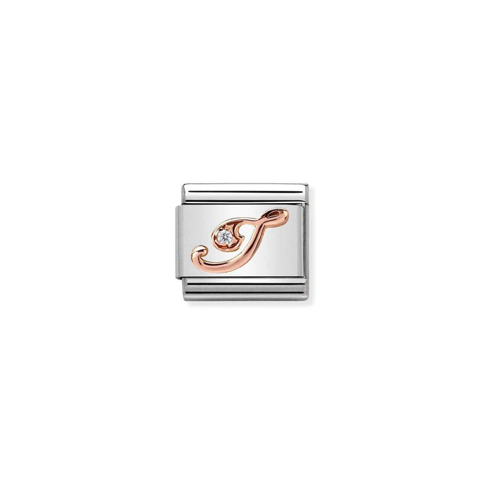 Nomination Classic LETTERS 9ct Rose Gold and Cubic Zirconia I Charm