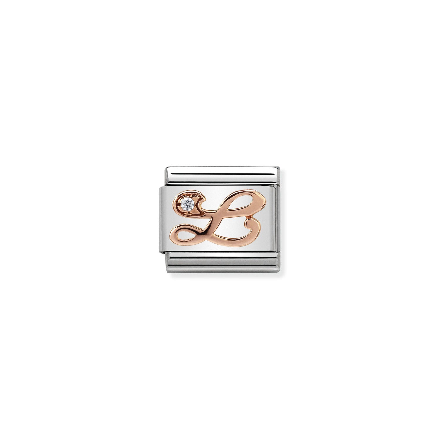 Nomination Classic LETTERS 9ct Rose Gold and Cubic Zirconia L Charm