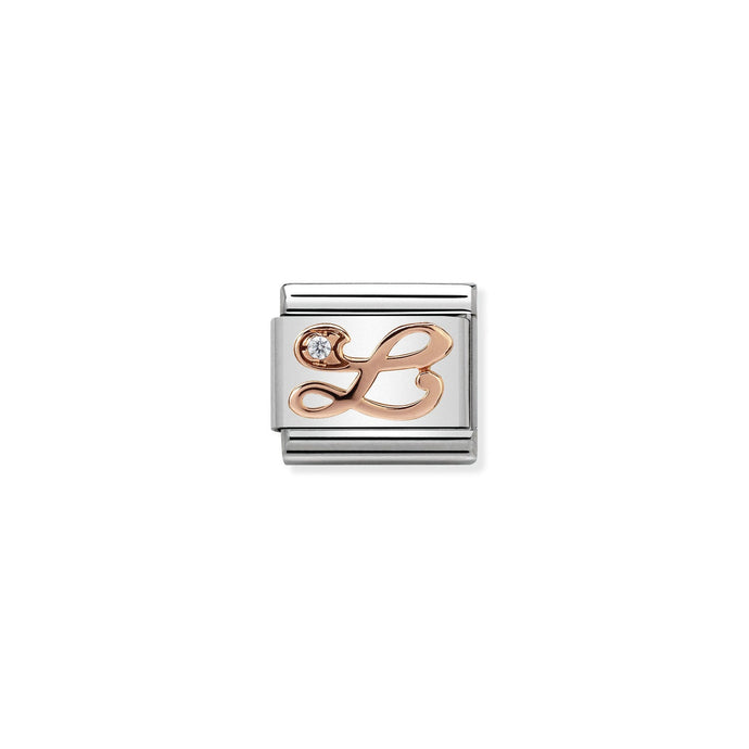 Nomination Classic LETTERS 9ct Rose Gold and Cubic Zirconia L Charm