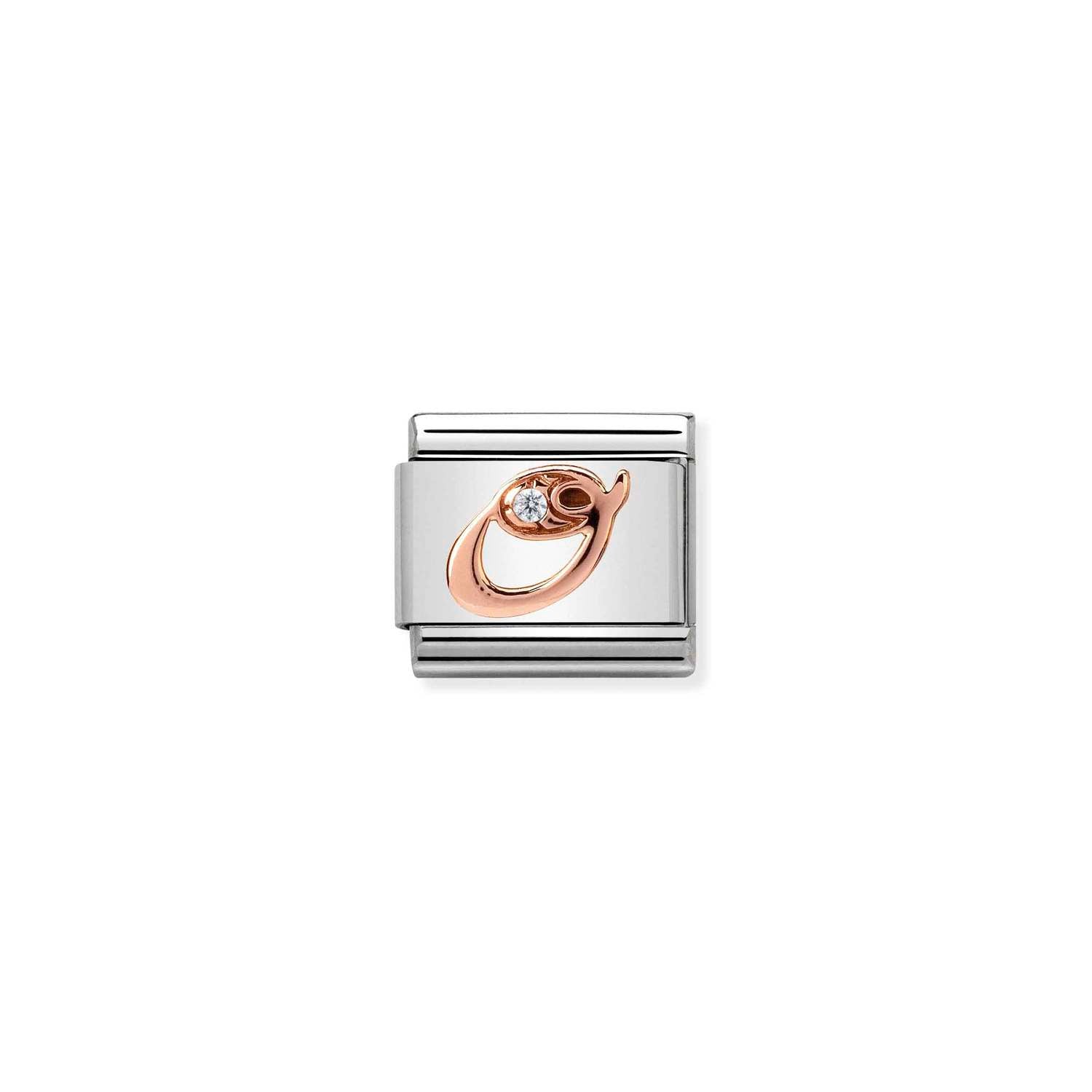Nomination Classic LETTERS 9ct Rose Gold and Cubic Zirconia O Charm