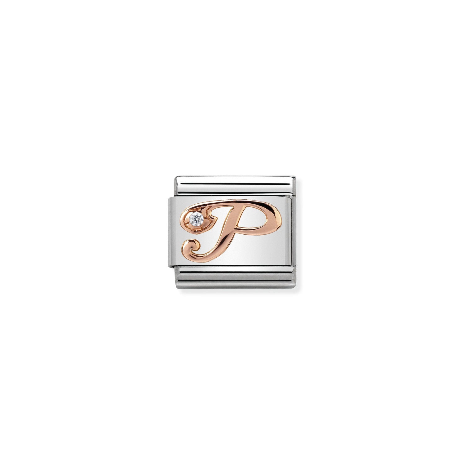 Nomination Classic LETTERS 9ct Rose Gold and Cubic Zirconia P Charm