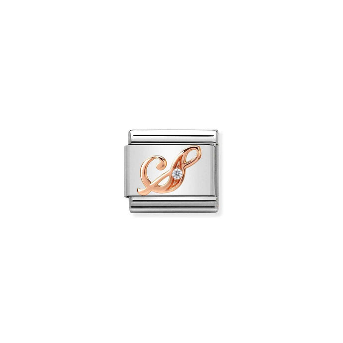 Nomination Classic LETTERS 9ct Rose Gold and Cubic Zirconia S Charm