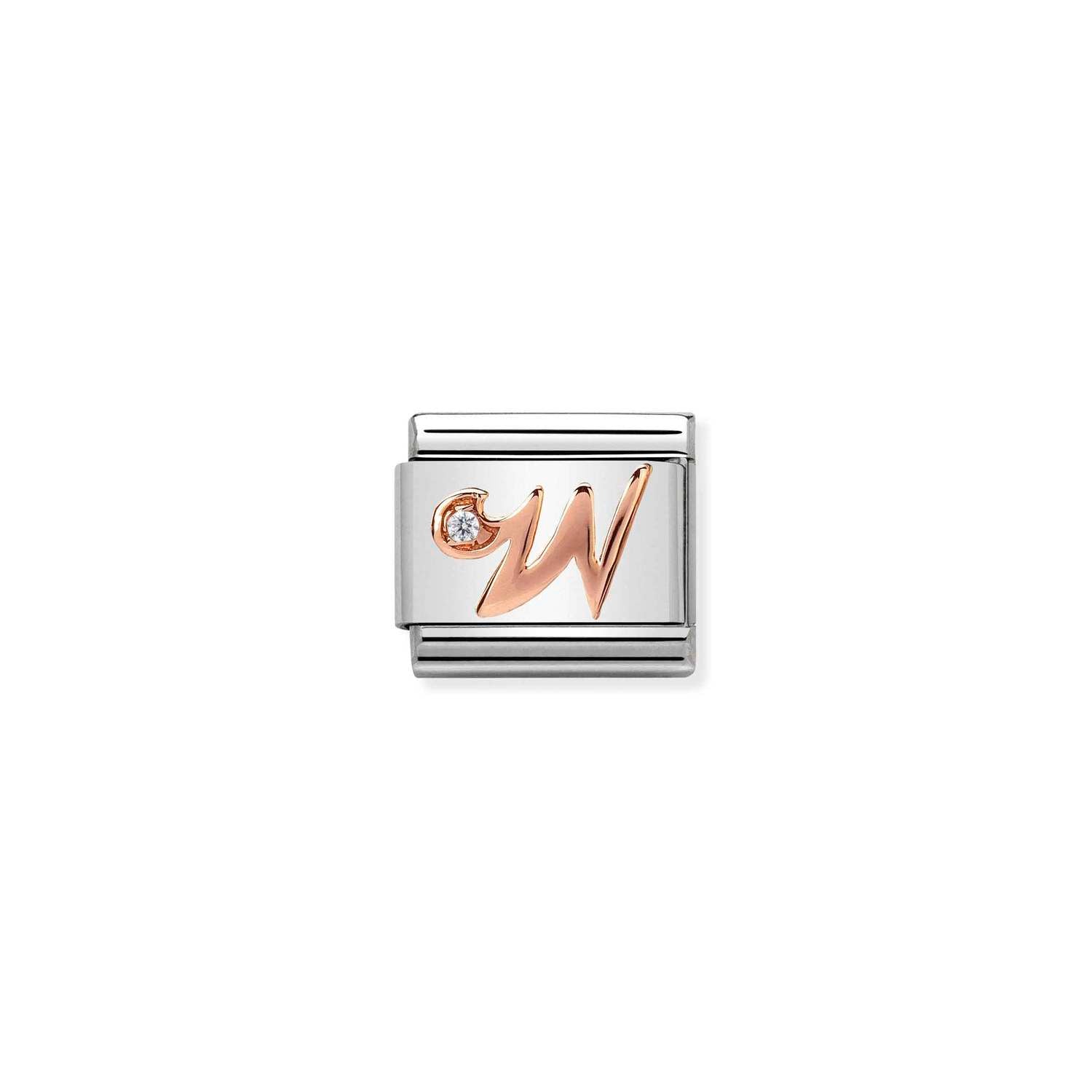 Nomination Classic LETTERS 9ct Rose Gold and Cubic Zirconia W Charm