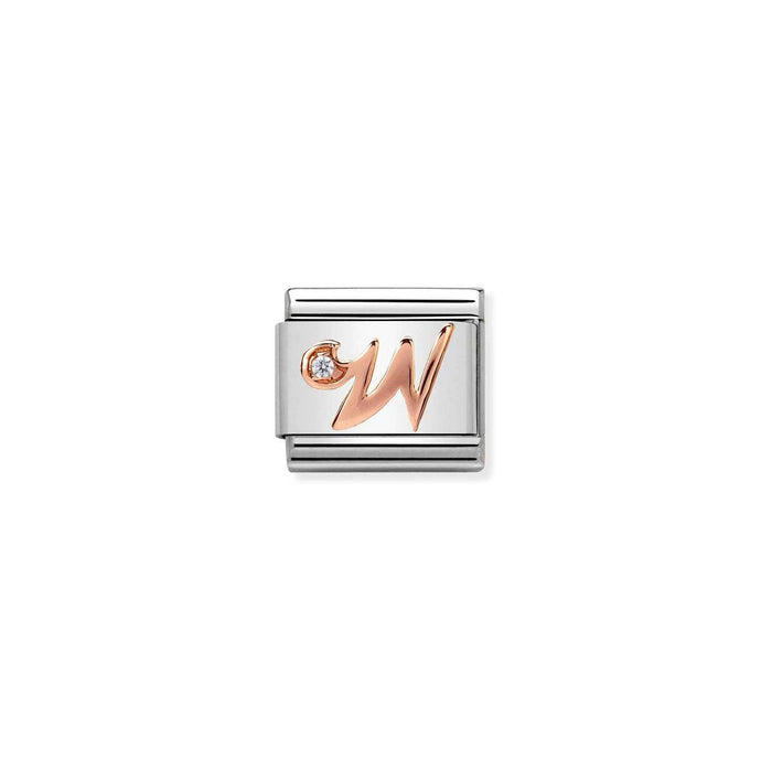 Nomination Classic LETTERS 9ct Rose Gold and Cubic Zirconia W Charm