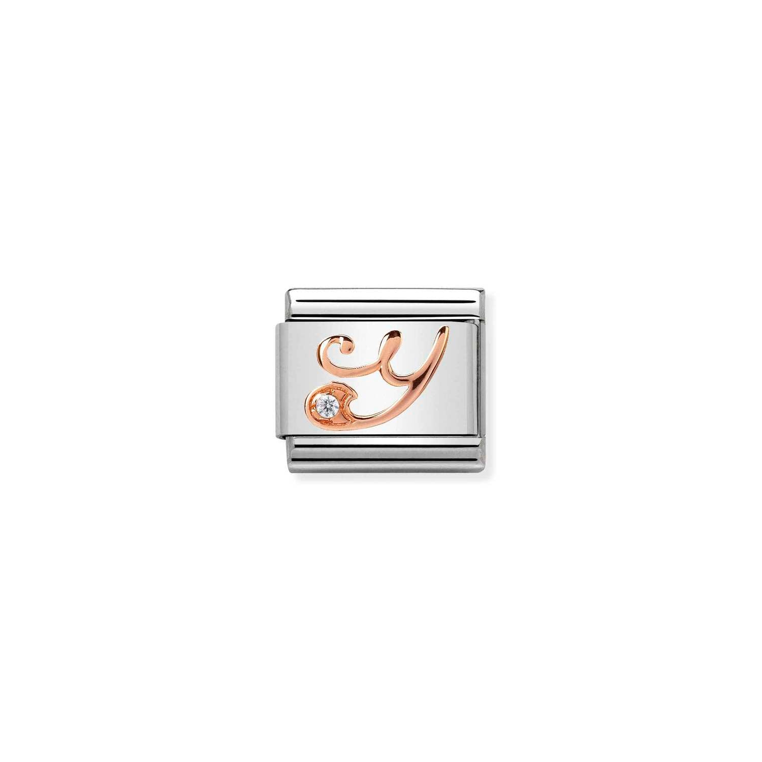 Nomination Classic LETTERS 9ct Rose Gold and Cubic Zirconia Y Charm
