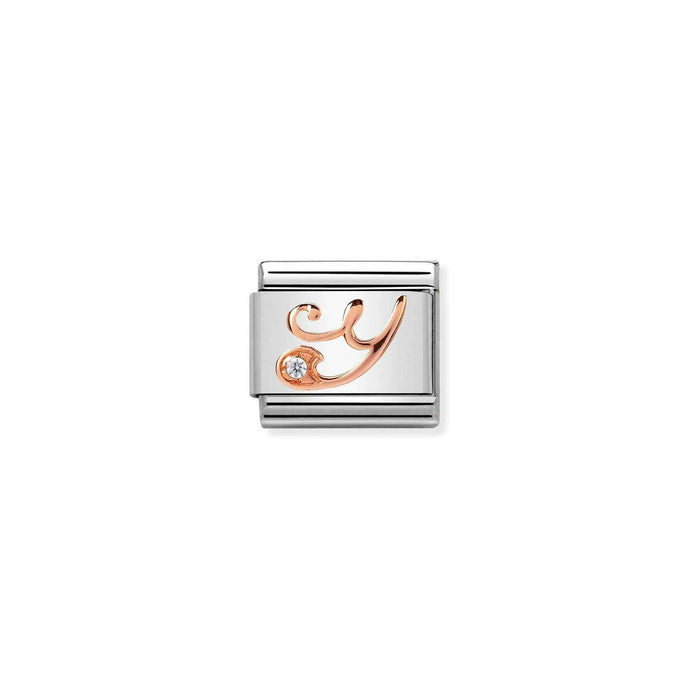 Nomination Classic LETTERS 9ct Rose Gold and Cubic Zirconia Y Charm
