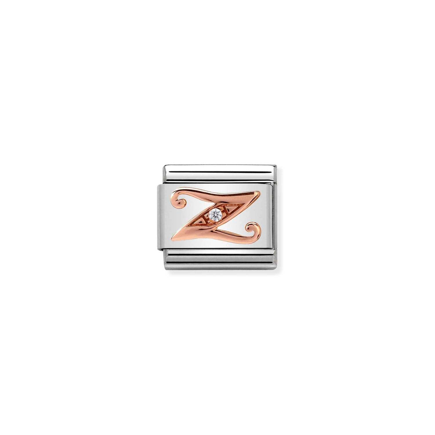 Nomination Classic LETTERS 9ct Rose Gold and Cubic Zirconia Z Charm