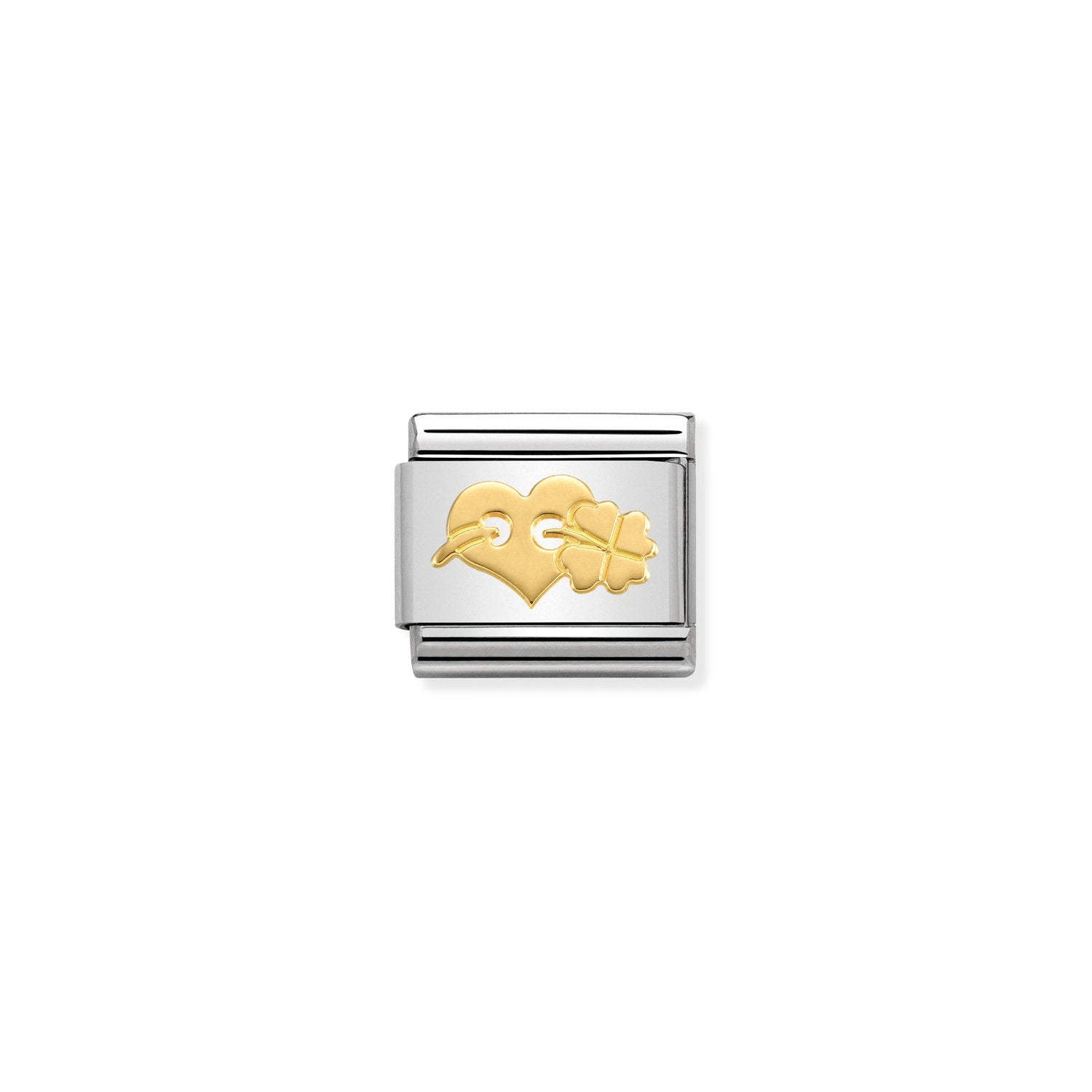 Nomination Classic Gold Heart And Clover Charm