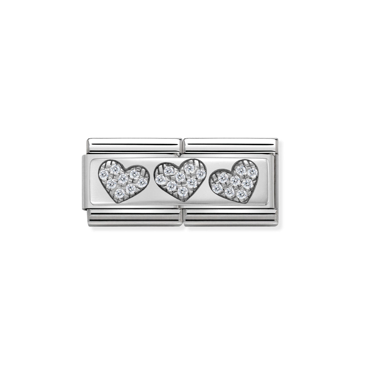 Nomination Classic DOUBLE RICH Silver 3 Hearts Charm