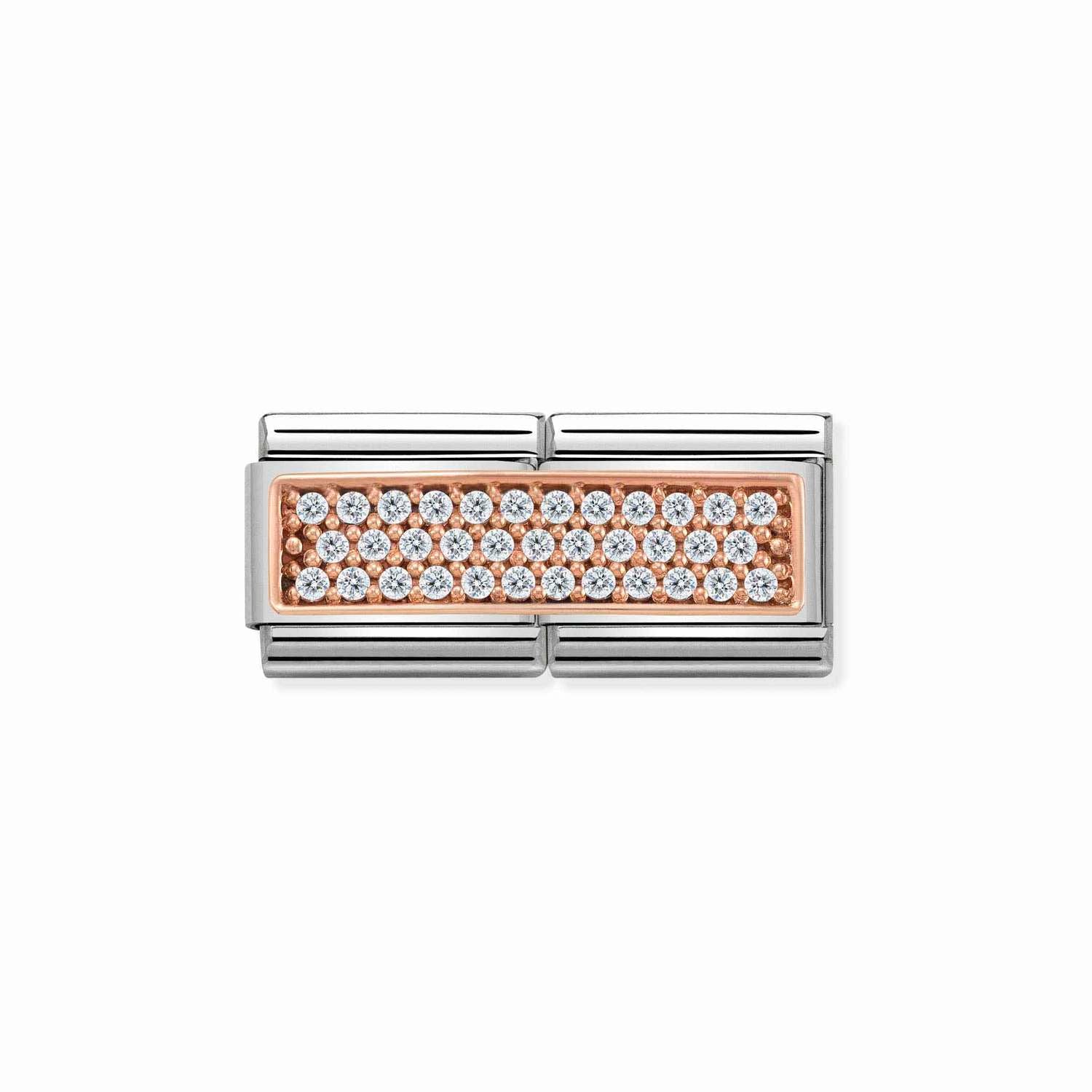 Nomination Classic DOUBLE PAVE 9ct Rose Gold White CZ Charm
