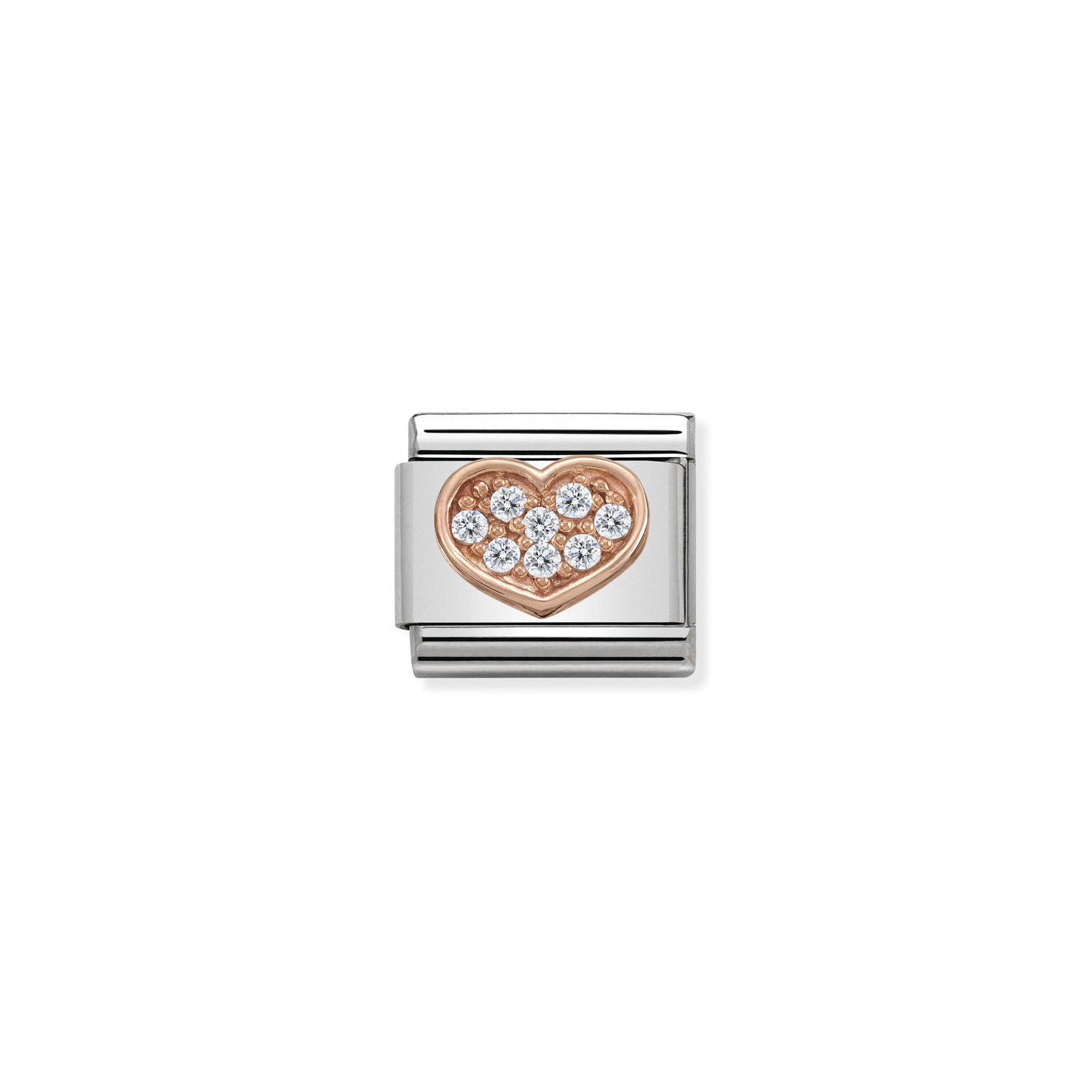 Nomination Classic 9ct Rose Gold and CZ Heart Rich Charm