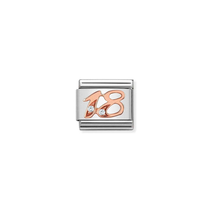 Nomination Classic NUMBERS 9ct Rose Gold and Cubic Zirconia 18 Charm