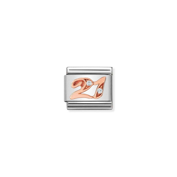 Nomination Classic NUMBERS 9ct Rose Gold and Cubic Zirconia 21 Charm