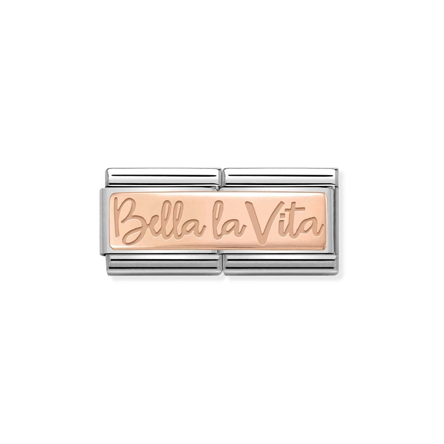 Nomination Classic DOUBLE ENGRAVED 9ct Rose Gold CUSTOM Bella la Vita Charm