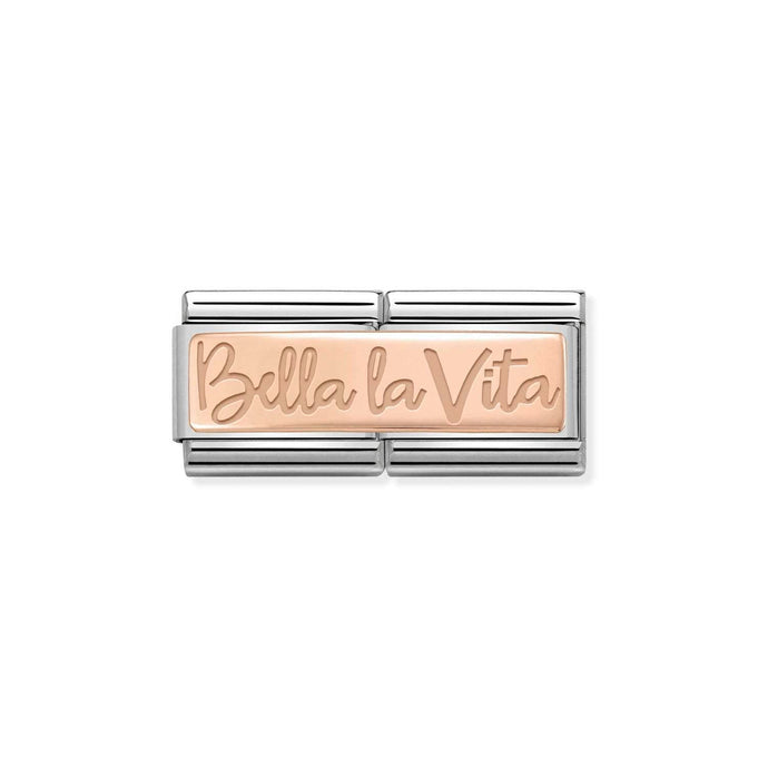 Nomination Classic DOUBLE ENGRAVED 9ct Rose Gold CUSTOM Bella la Vita Charm