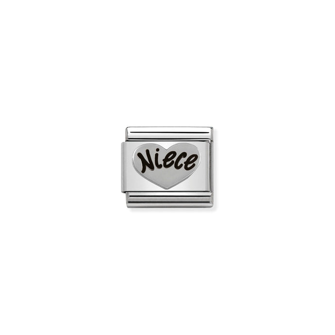 Nomination Classic OXIDIZED SYMBOLS in Silver NIECE Heart Charm