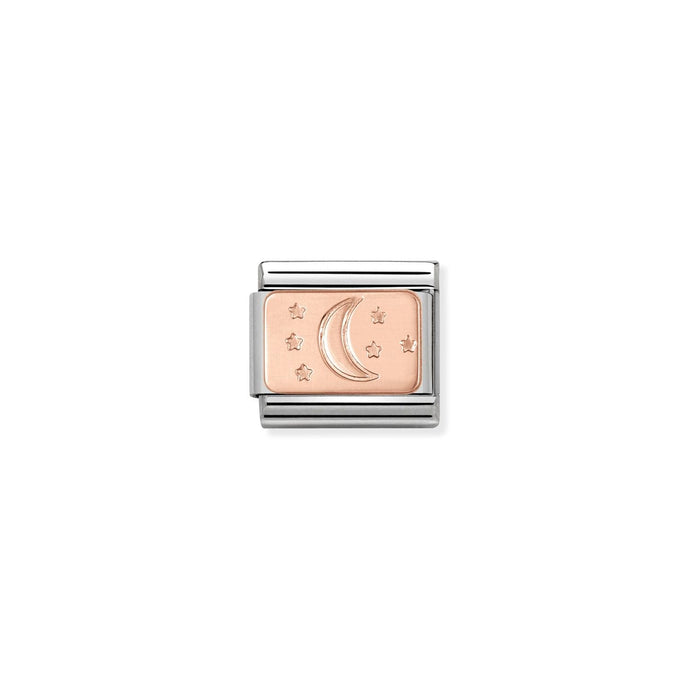 Nomination Classic PLATES 9ct Rose Gold CUSTOM Moon and Stars Charm