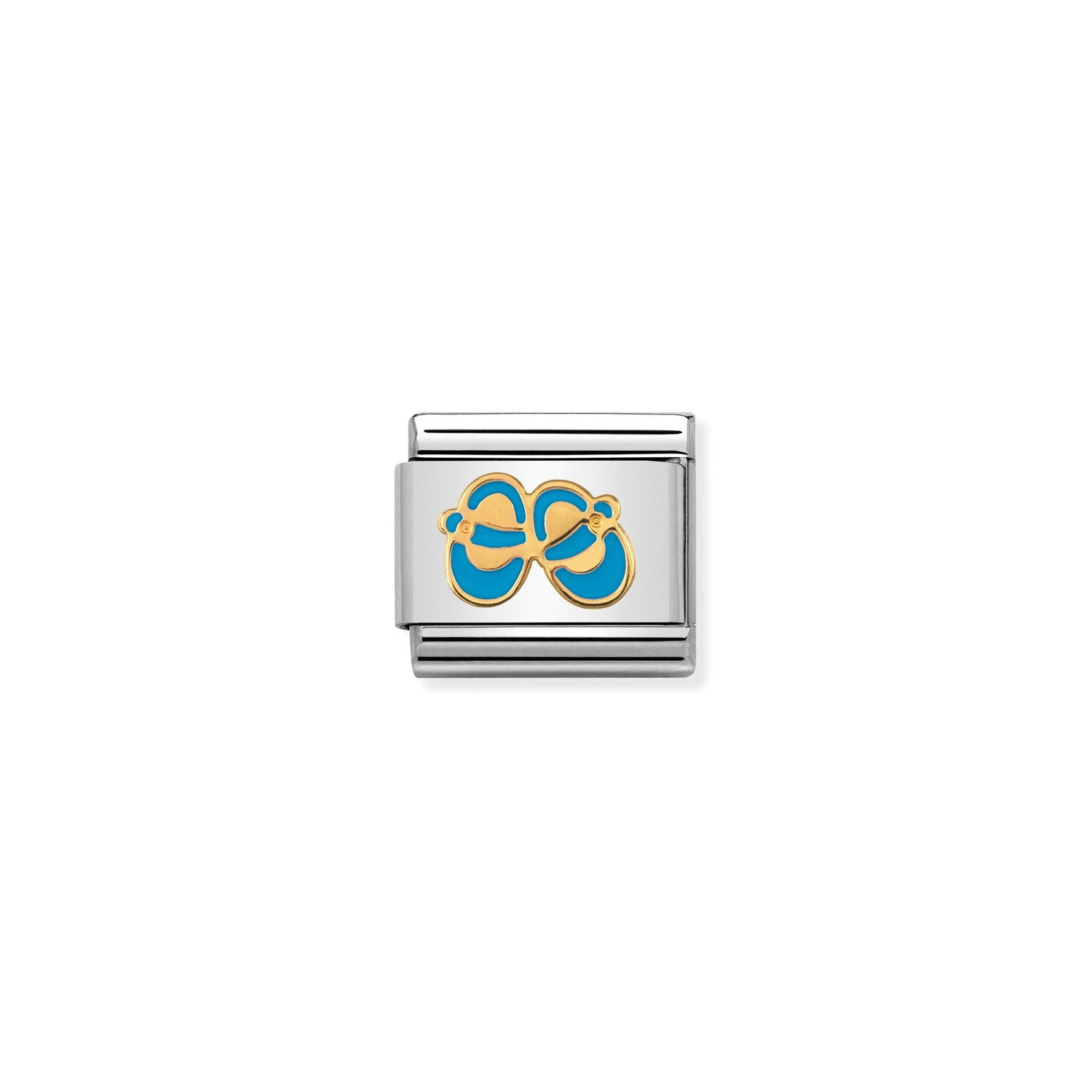 Nomination Classic 1 Gold Light blue baby shoes Charm