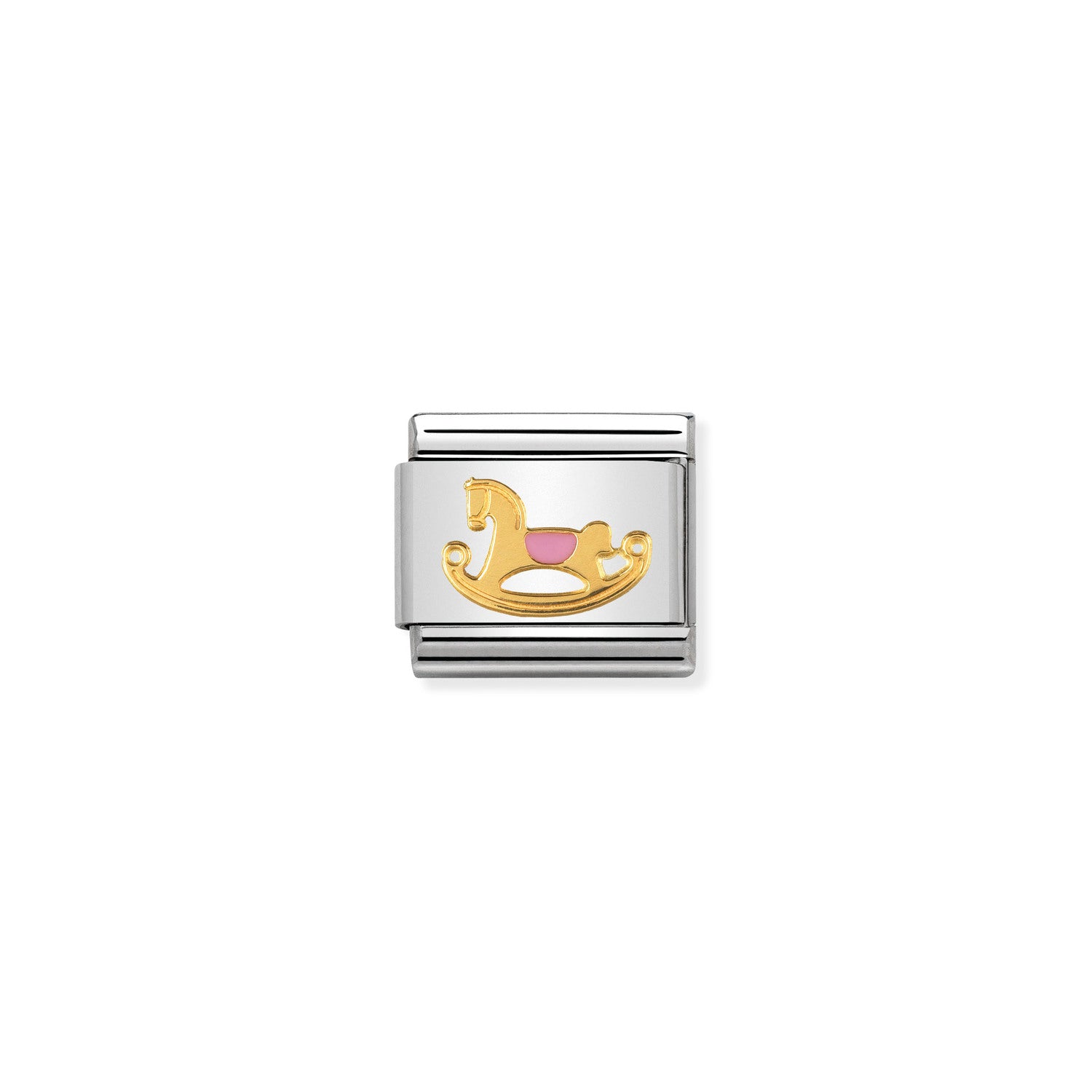 Nomination Classic 1 Gold Pink rocking horse Charm