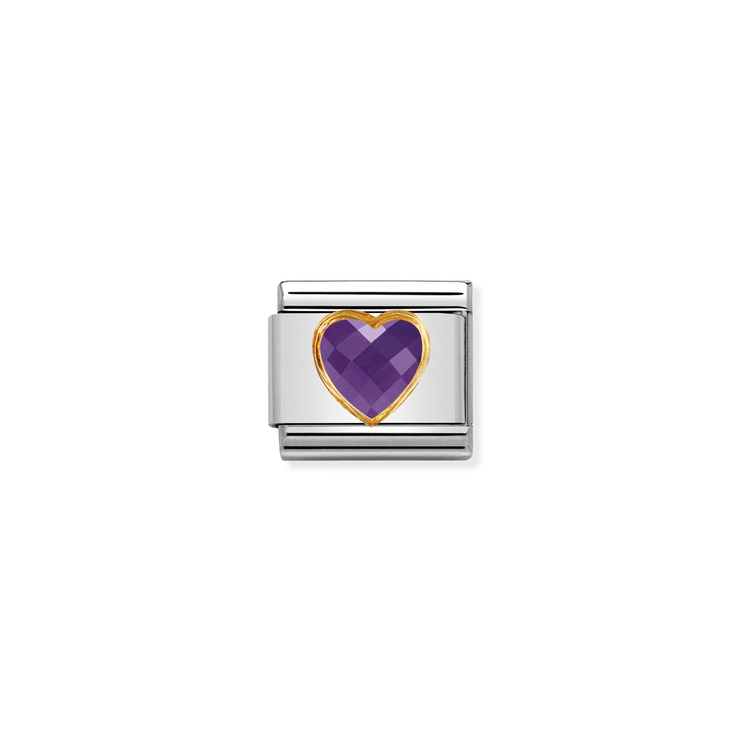 Nomination Classic HEART FACETED CZ in Gold PURPLE Charm