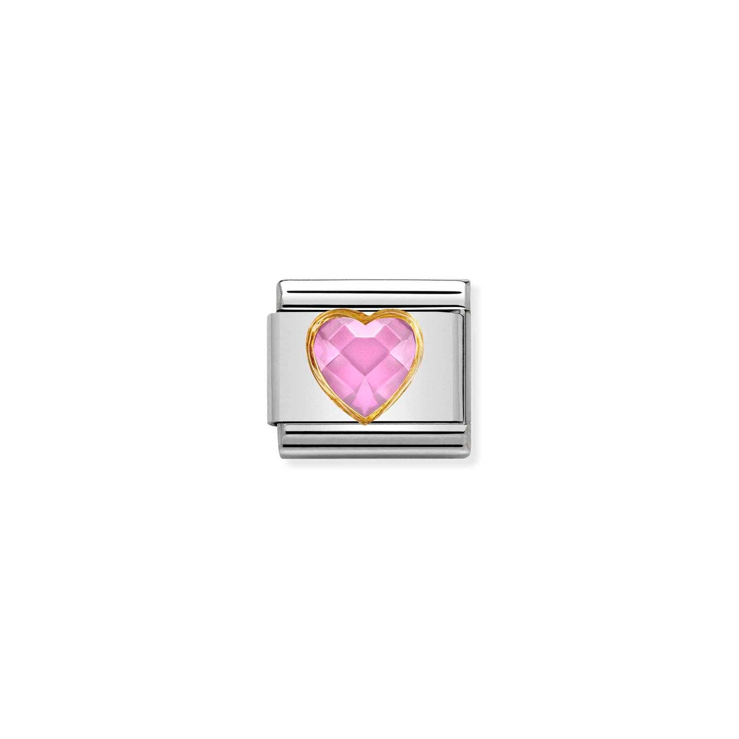 Nomination Classic HEART FACETED CZ in Gold PINK Charm
